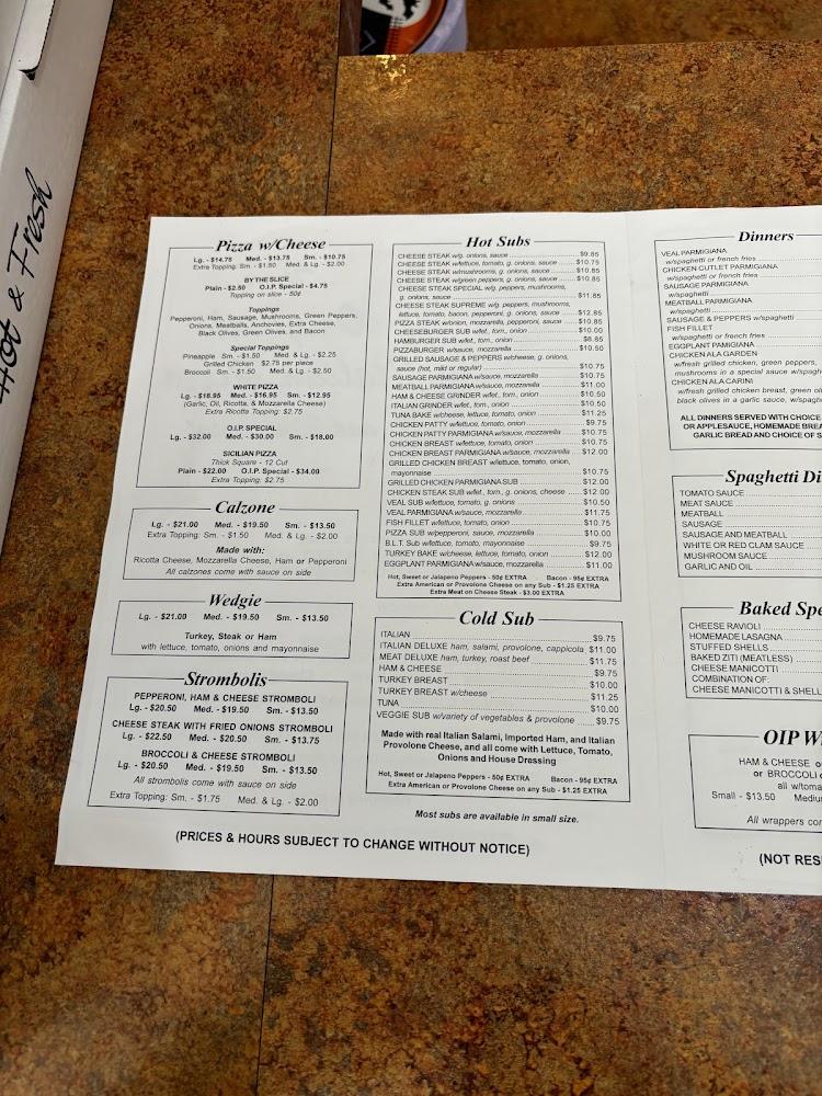 Original Italian Pizza Restaurant Menu image 1